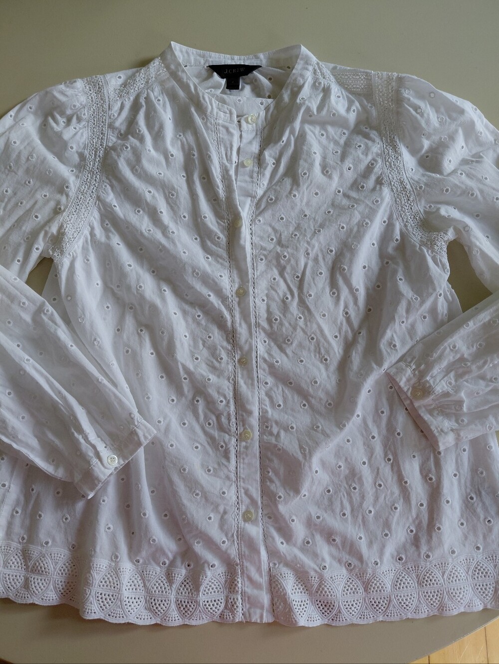J. Crew Eyelet Button Up Long Sleeve Blouse - Picture 8 of 8